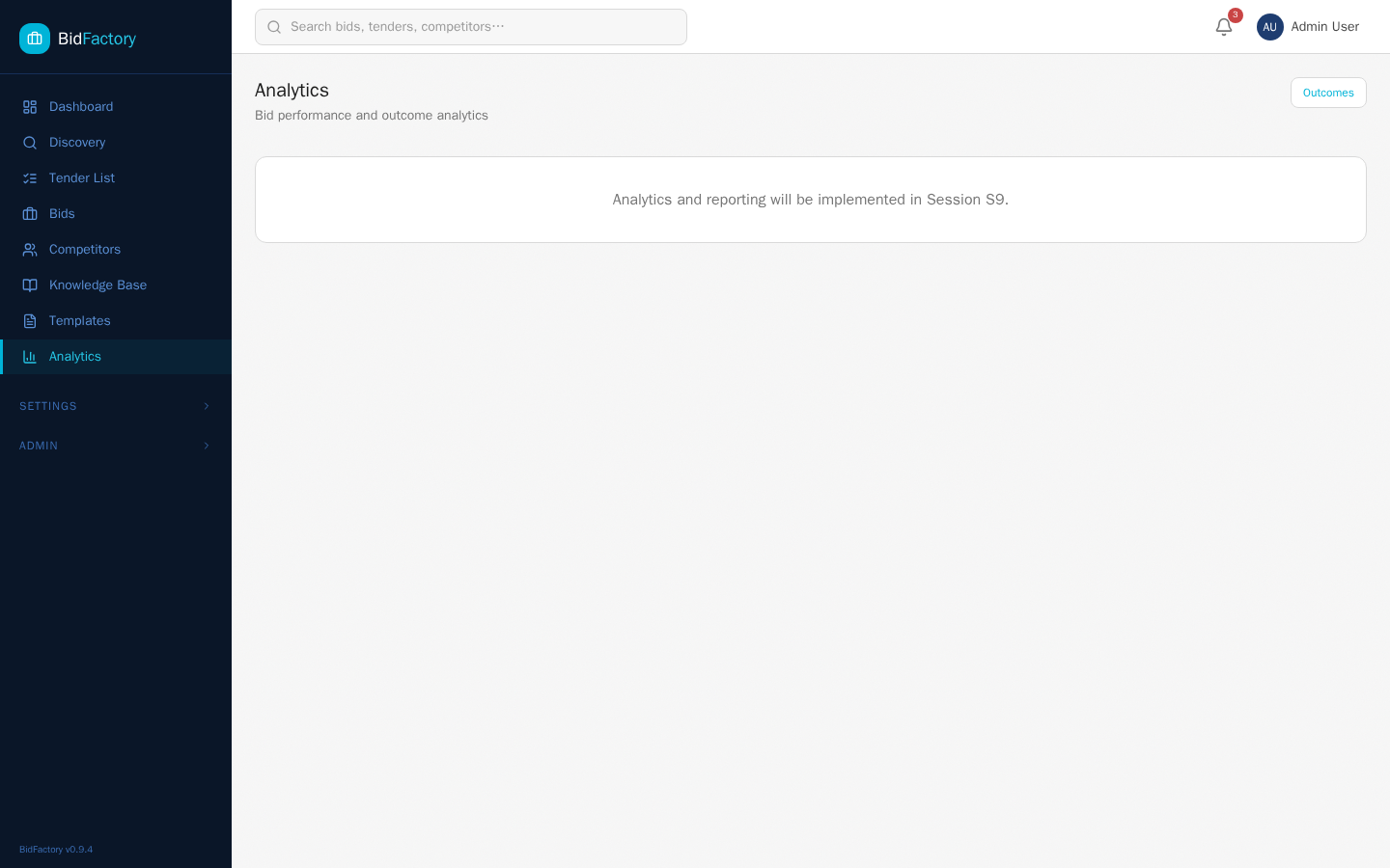 Analytics page with pipeline performance metrics and charts